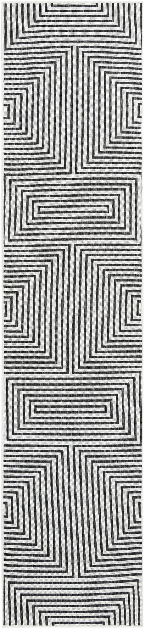 Urban Terrace Collection Area Rug -  Astoria (White and Black) Runner White and Black Main