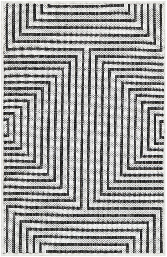 Urban Terrace Collection Area Rug -  Astoria (White and Black) Rectangle White and Black Main