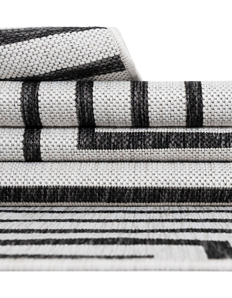 Urban Terrace Collection Area Rug -  Astoria (White and Black) Rectangle White and Black  lifestyle 16
