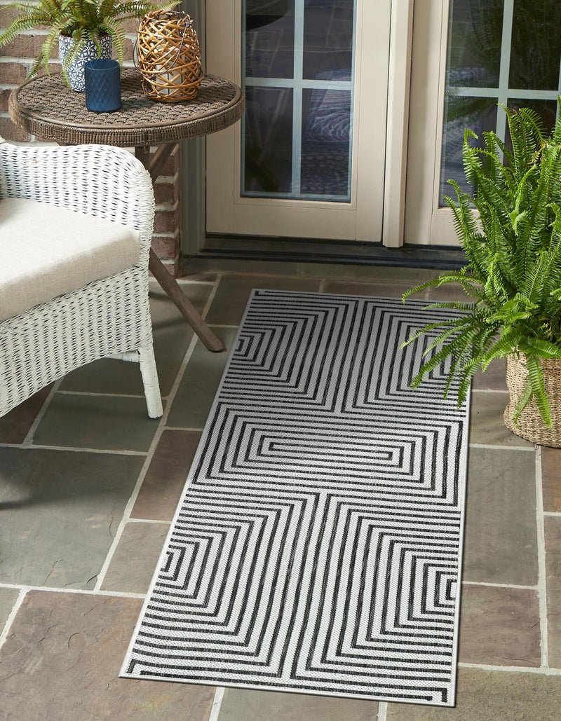 Urban Terrace Collection Area Rug -  Astoria (White and Black) Runner White and Black  lifestyle 3