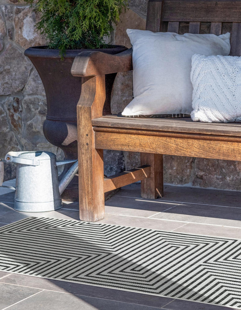 Urban Terrace Collection Area Rug -  Astoria (White and Black) Runner White and Black  lifestyle 5