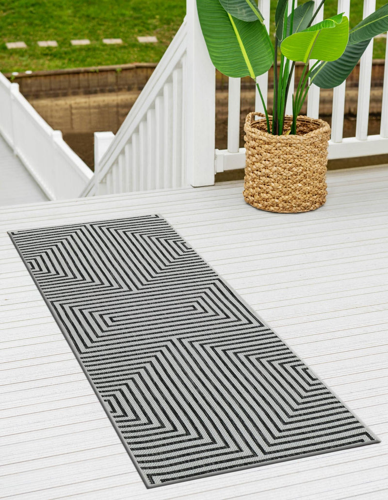 Urban Terrace Collection Area Rug -  Astoria (White and Black) Runner White and Black  lifestyle 8