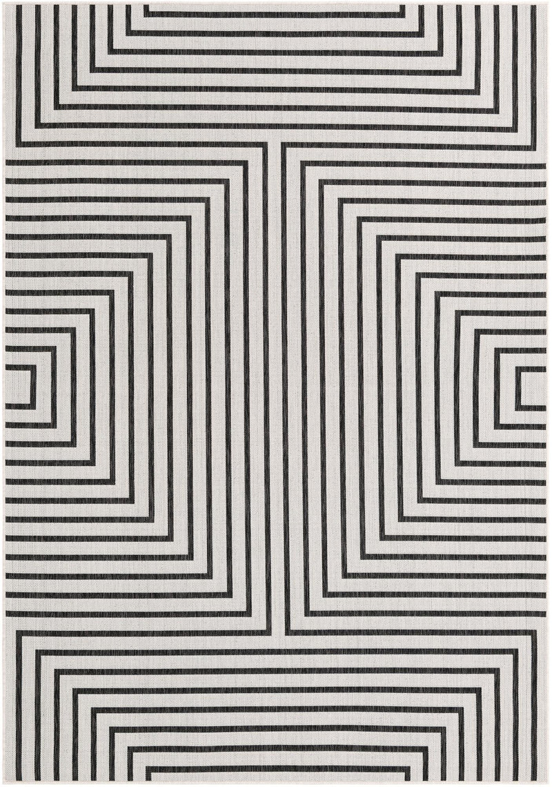 Urban Terrace Collection Area Rug -  Astoria (White and Black) Rectangle White and Black  lifestyle 2