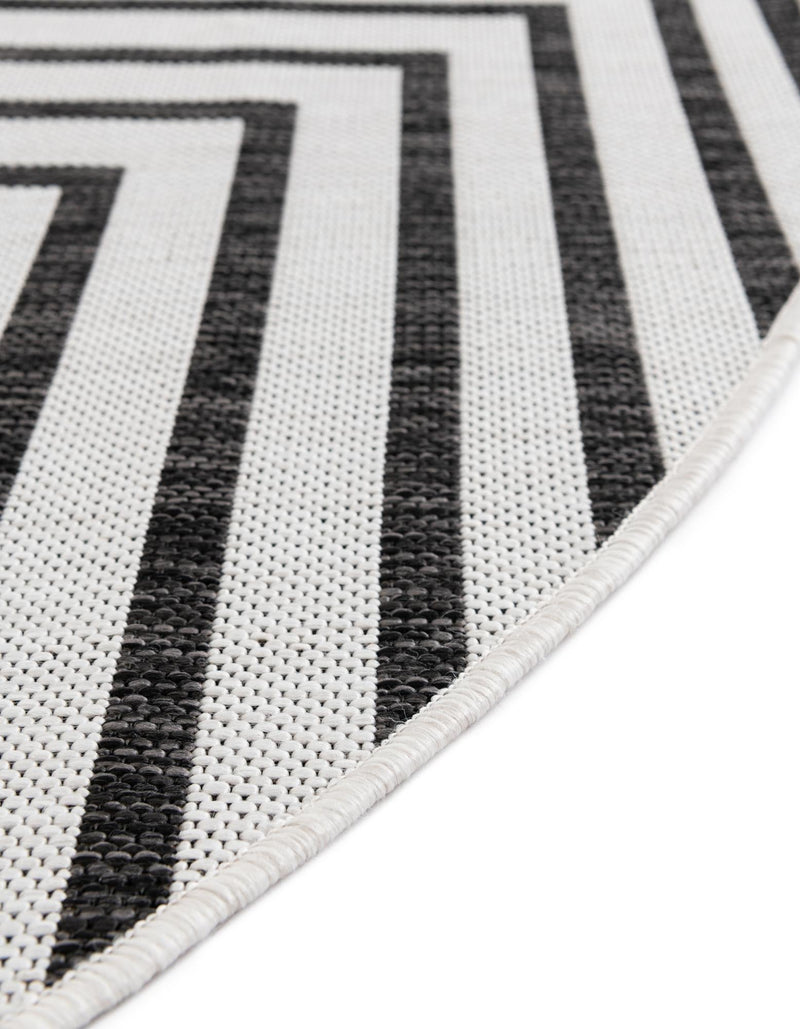 Urban Terrace Collection Area Rug -  Astoria (White and Black) Round White and Black  lifestyle 5