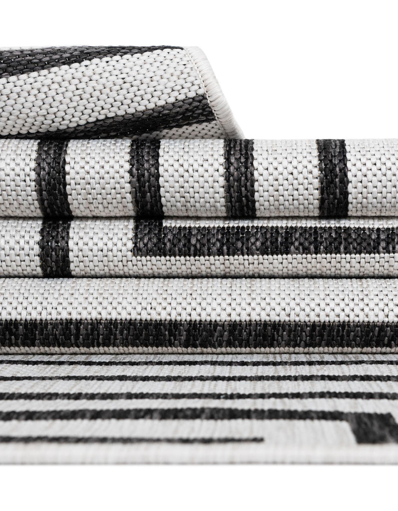 Urban Terrace Collection Area Rug -  Astoria (White and Black) Square White and Black  lifestyle 12