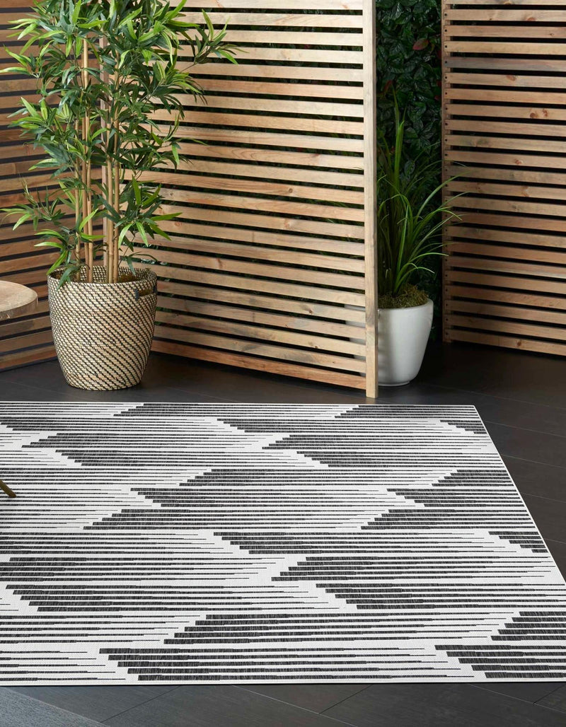 Urban Terrace Collection Area Rug -  Bronx Square Black and White  lifestyle 0