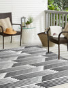 Urban Terrace Collection Area Rug -  Bronx Square Black and White  lifestyle 2