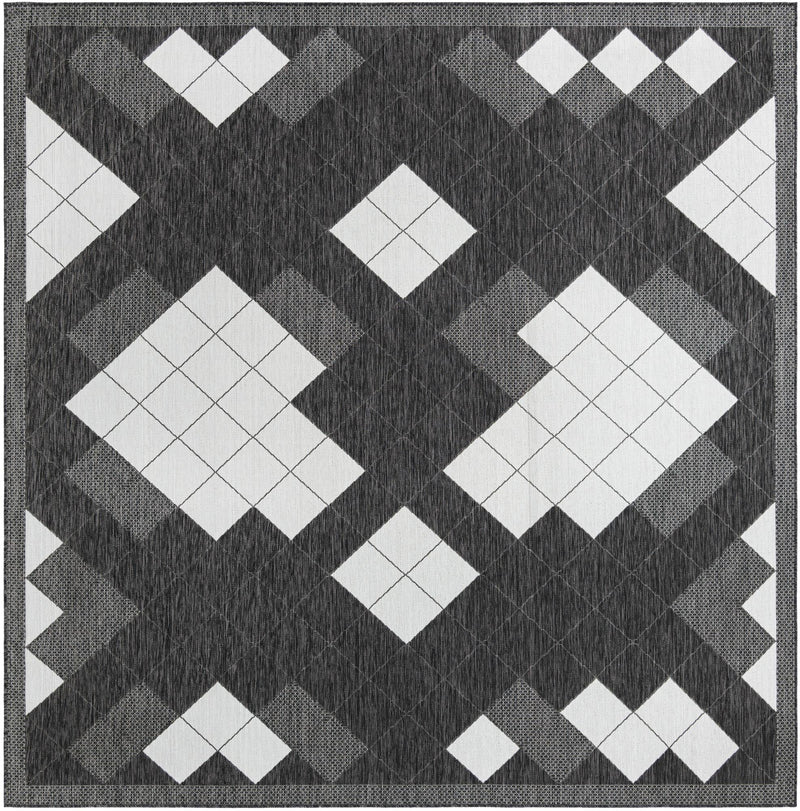 Urban Terrace Collection Area Rug -  Williamsburg Square Black and White Main