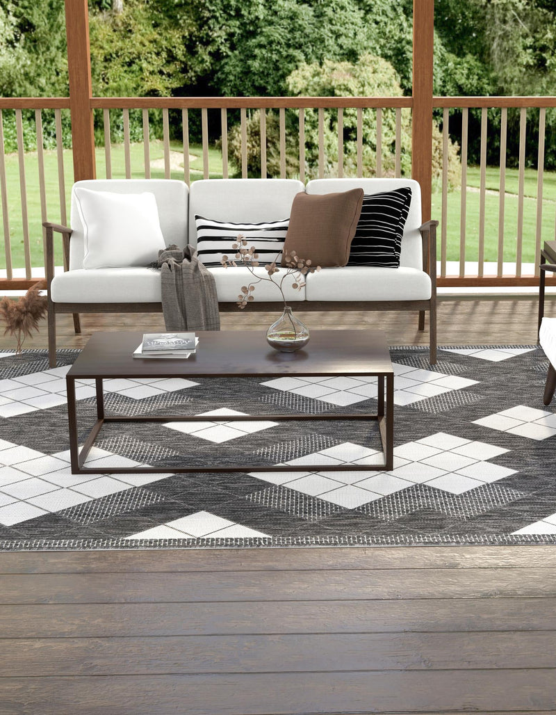 Urban Terrace Collection Area Rug -  Williamsburg Rectangle Black and White  lifestyle 2