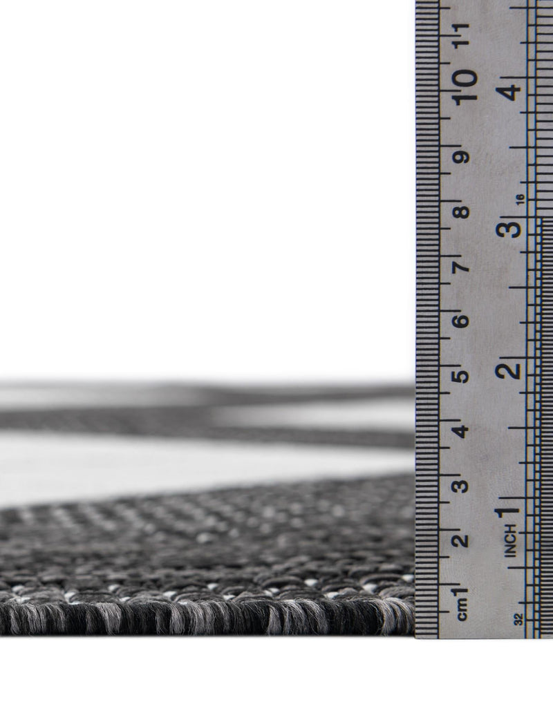 Urban Terrace Collection Area Rug -  Williamsburg Round Black and White  lifestyle 80