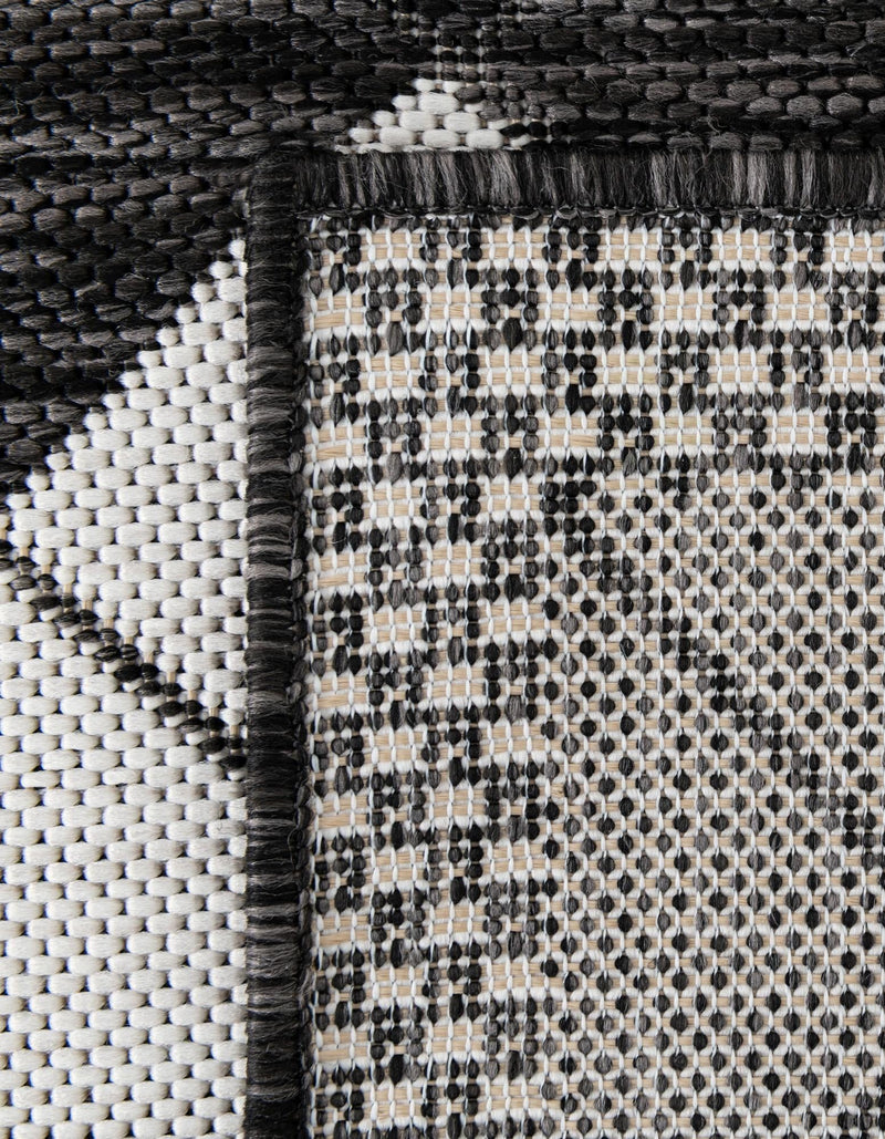 Urban Terrace Collection Area Rug -  Williamsburg Round Black and White  lifestyle 81