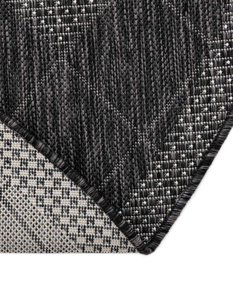 Urban Terrace Collection Area Rug -  Williamsburg Round Black and White  lifestyle 12