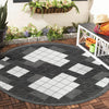 Urban Terrace Collection Area Rug -  Williamsburg Round Black and White  lifestyle 26