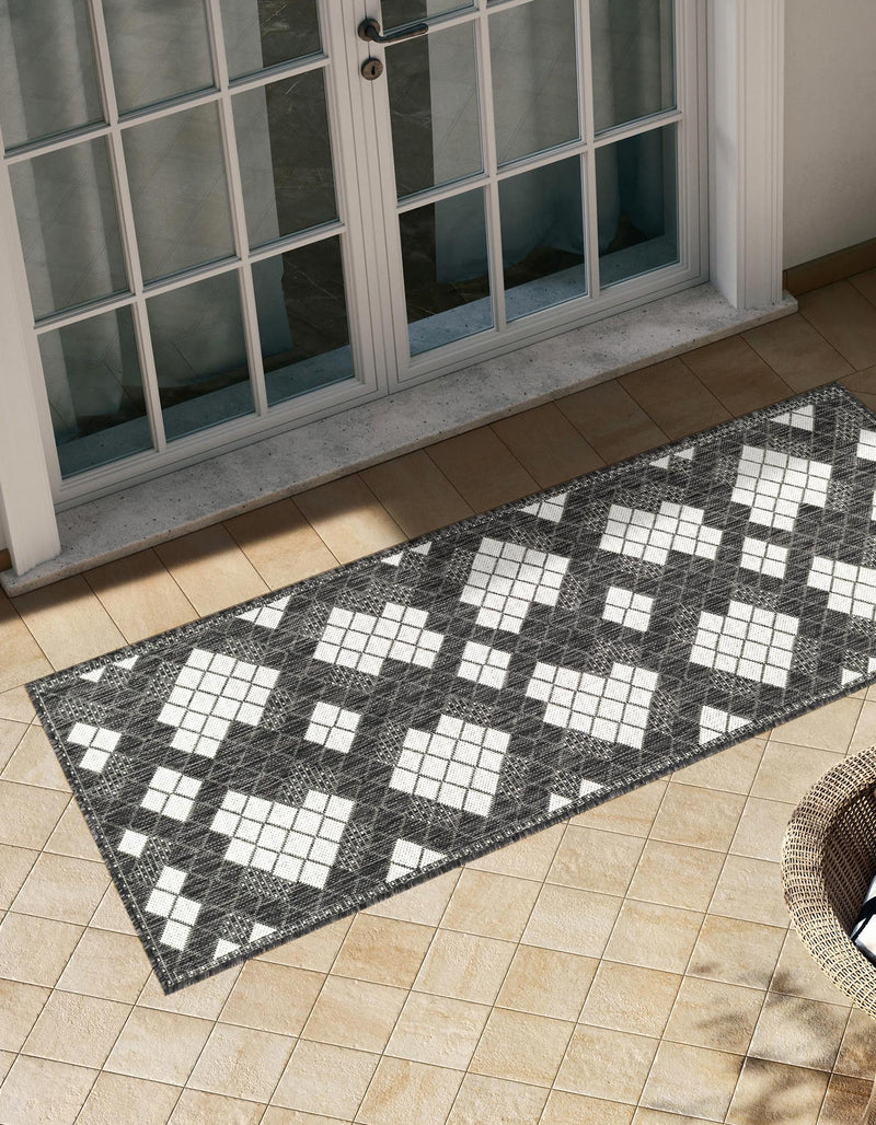 Urban Terrace Collection Area Rug -  Williamsburg Runner Black and White  lifestyle 2
