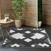 Urban Terrace Collection Area Rug -  Williamsburg Square Black and White  lifestyle 13