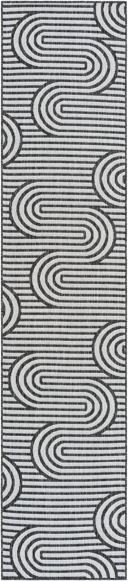 Urban Terrace Collection Area Rug -  Uptown Runner Black and White Main
