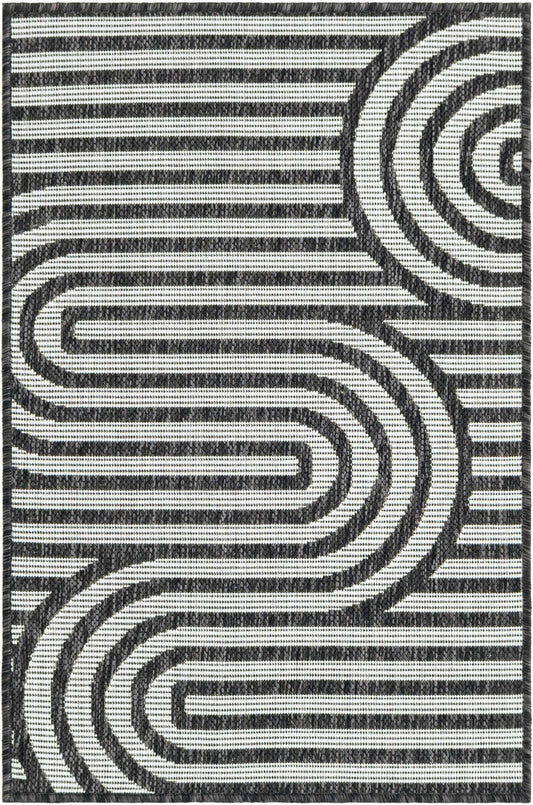 Urban Terrace Collection Area Rug -  Uptown Rectangle Black and White Main