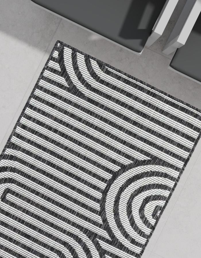 Urban Terrace Collection Area Rug -  Uptown Runner Black and White  lifestyle 3