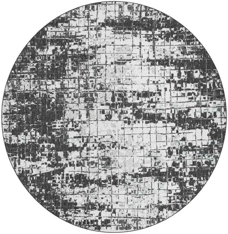Urban Terrace Collection Area Rug -  Midtown Round Black and White Main