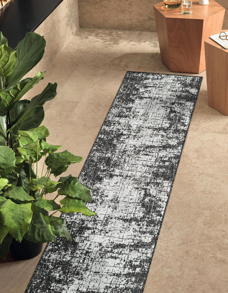 Urban Terrace Collection Area Rug -  Midtown Runner Black and White  lifestyle 0