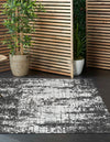 Urban Terrace Collection Area Rug -  Midtown Square Black and White  lifestyle 0