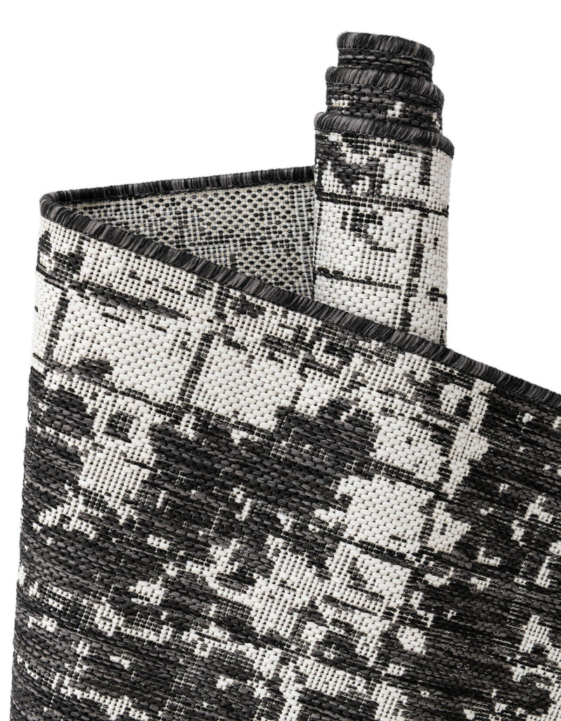 Urban Terrace Collection Area Rug -  Midtown Square Black and White  lifestyle 9