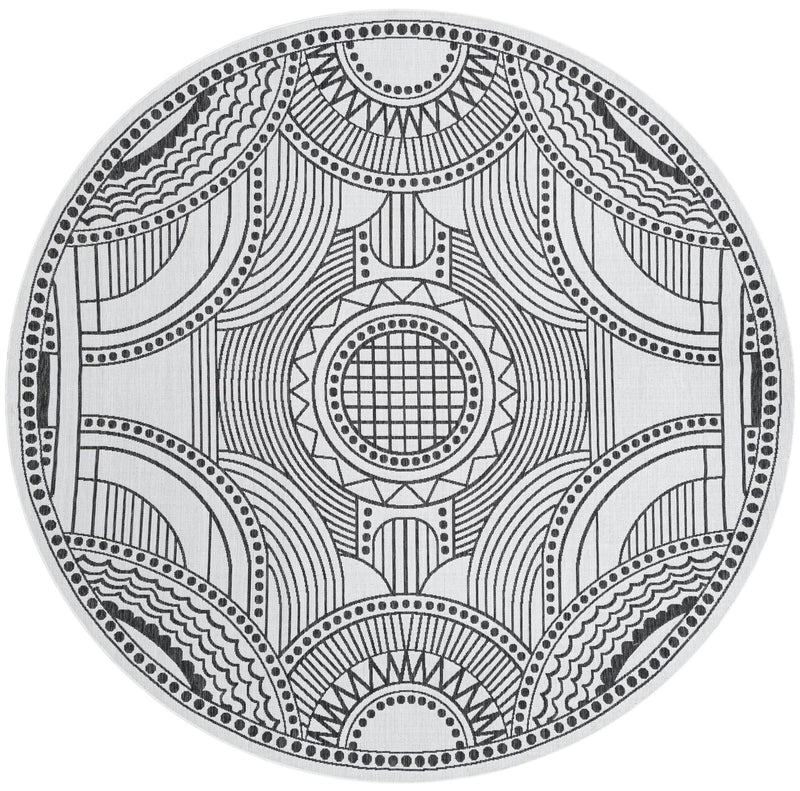 Patio Heritage Collection Area Rug -  Asheville Round White and Black  lifestyle 43