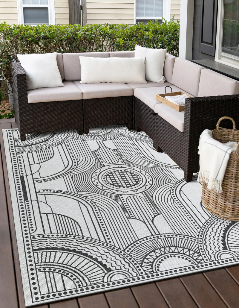 Patio Heritage Collection Area Rug -  Asheville Rectangle White and Black Main