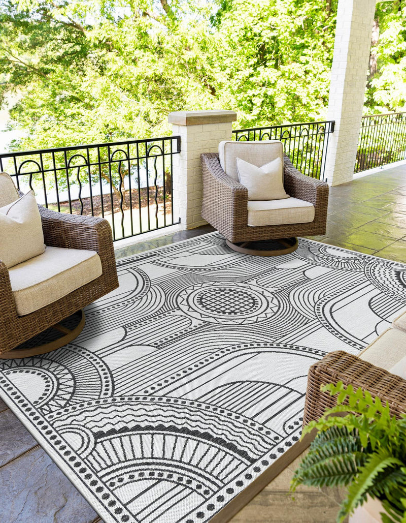 Patio Heritage Collection Area Rug -  Asheville Rectangle White and Black  lifestyle 5