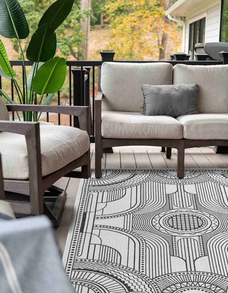 Patio Heritage Collection Area Rug -  Asheville Rectangle White and Black  lifestyle 9