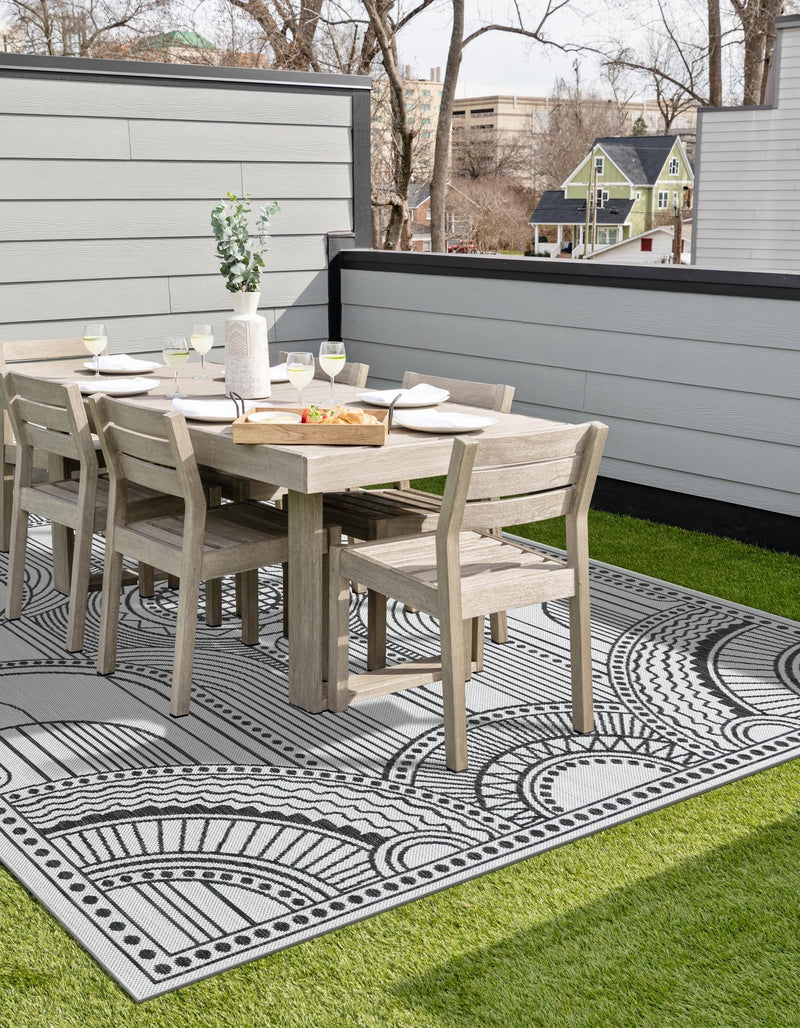 Patio Heritage Collection Area Rug -  Asheville Rectangle White and Black  lifestyle 21