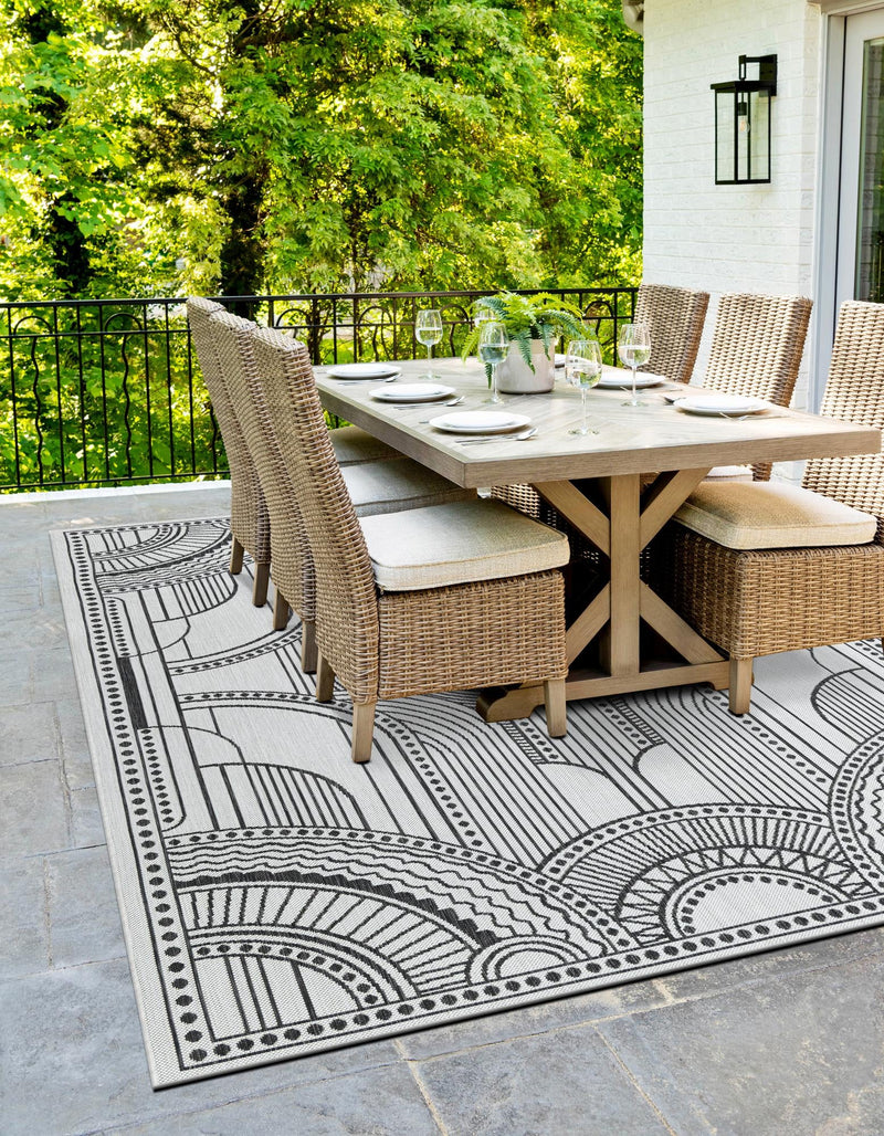 Patio Heritage Collection Area Rug -  Asheville Rectangle White and Black  lifestyle 29