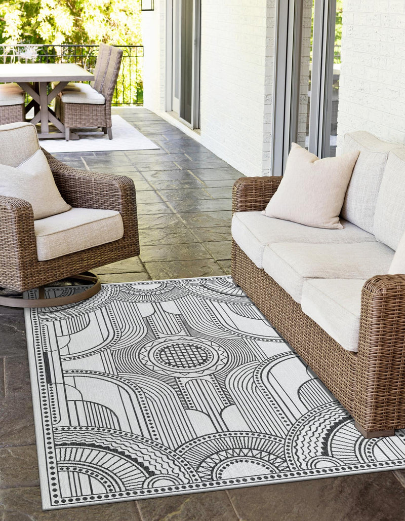 Patio Heritage Collection Area Rug -  Asheville Rectangle White and Black  lifestyle 33