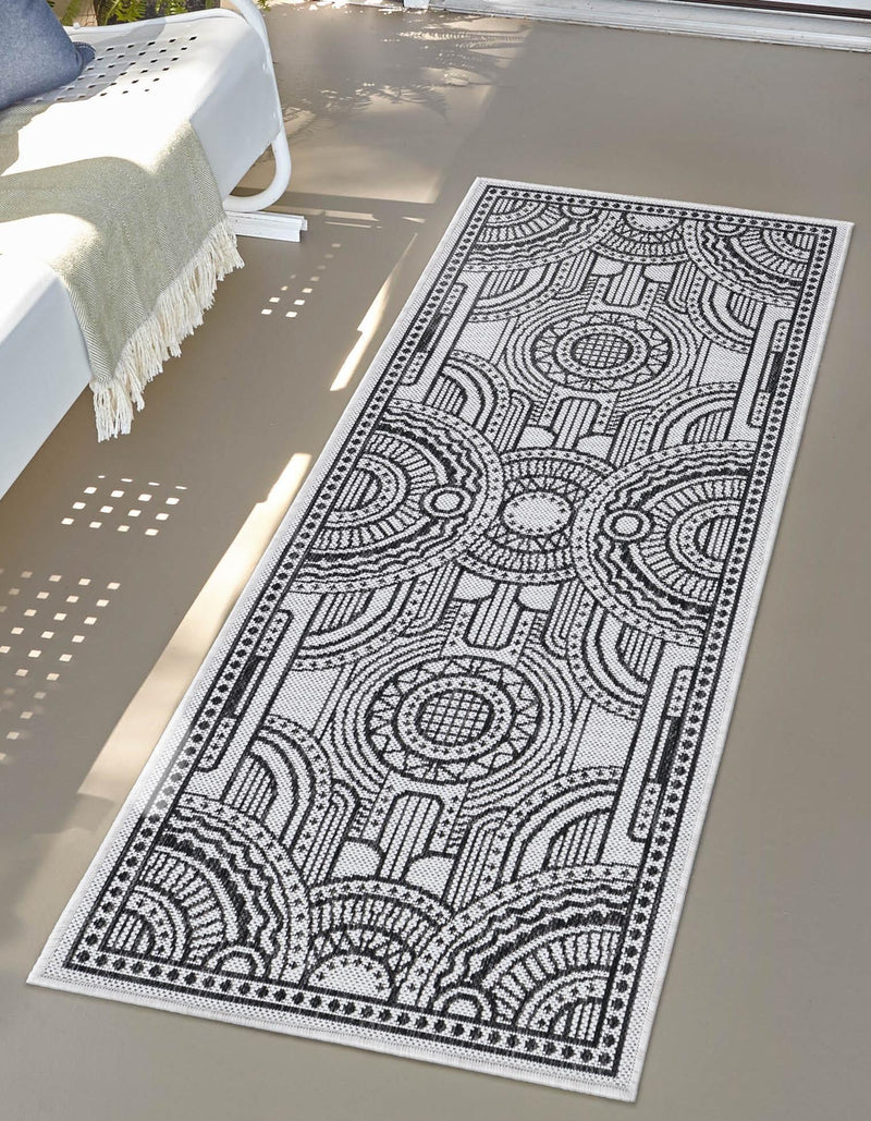 Patio Heritage Collection Area Rug -  Asheville Runner White and Black  lifestyle 57