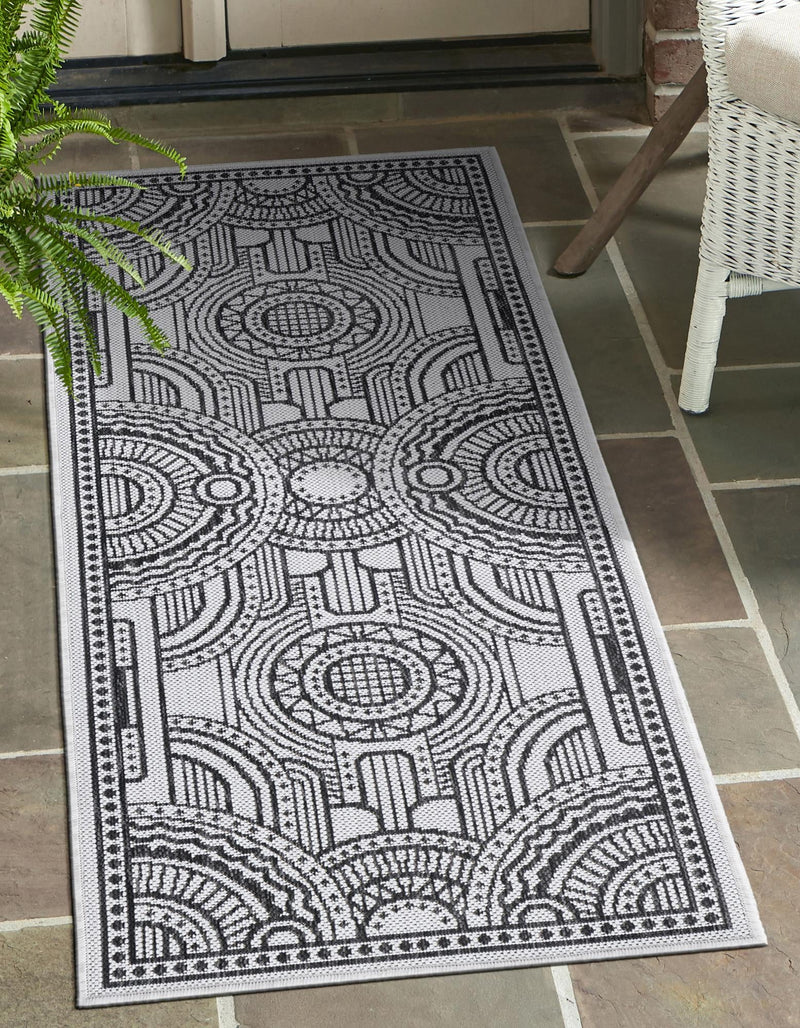 Patio Heritage Collection Area Rug -  Asheville Runner White and Black  lifestyle 68
