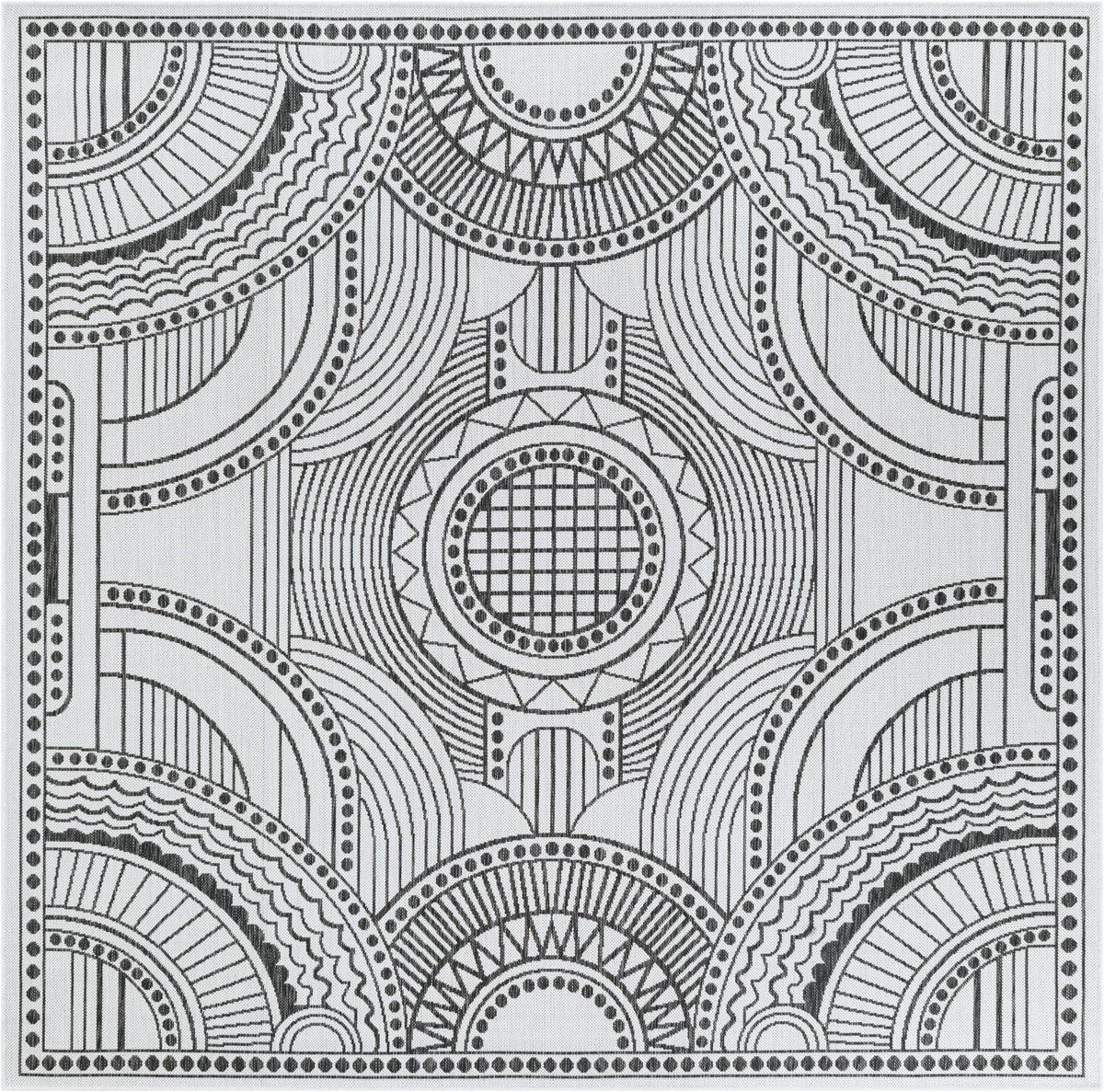 Patio Heritage Collection Area Rug -  Asheville Square Black and White  lifestyle 43