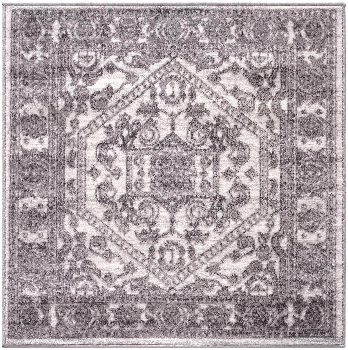 Charleston Elegance Collection Area Rug - Harborview Square White  lifestyle 123