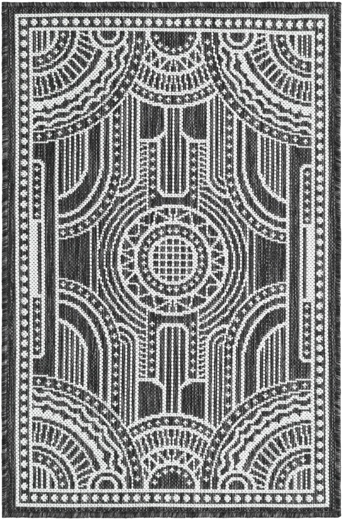 Patio Heritage Collection Area Rug -  Asheville Rectangle Black and White Main