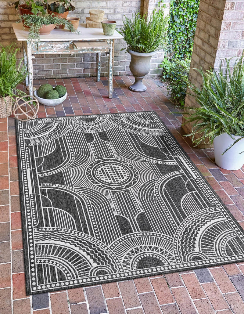 Patio Heritage Collection Area Rug -  Asheville Rectangle Black and White  lifestyle 18