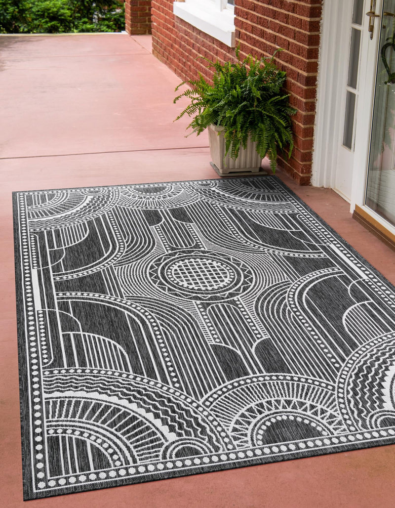 Patio Heritage Collection Area Rug -  Asheville Rectangle Black and White  lifestyle 26