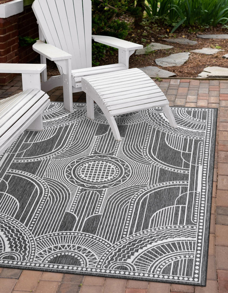Patio Heritage Collection Area Rug -  Asheville Rectangle Black and White  lifestyle 34