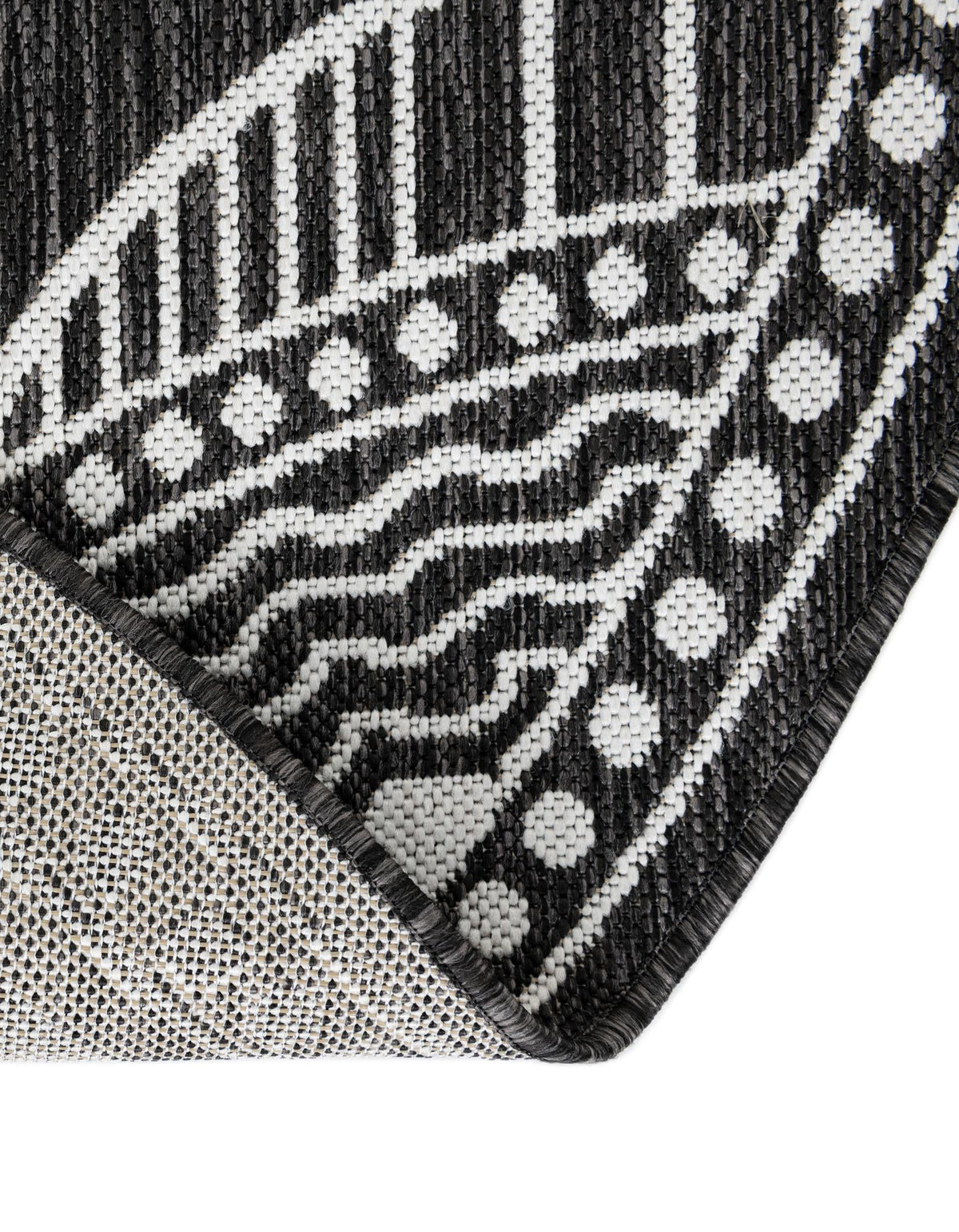 Patio Heritage Collection Area Rug -  Asheville Round Black and White  lifestyle 171