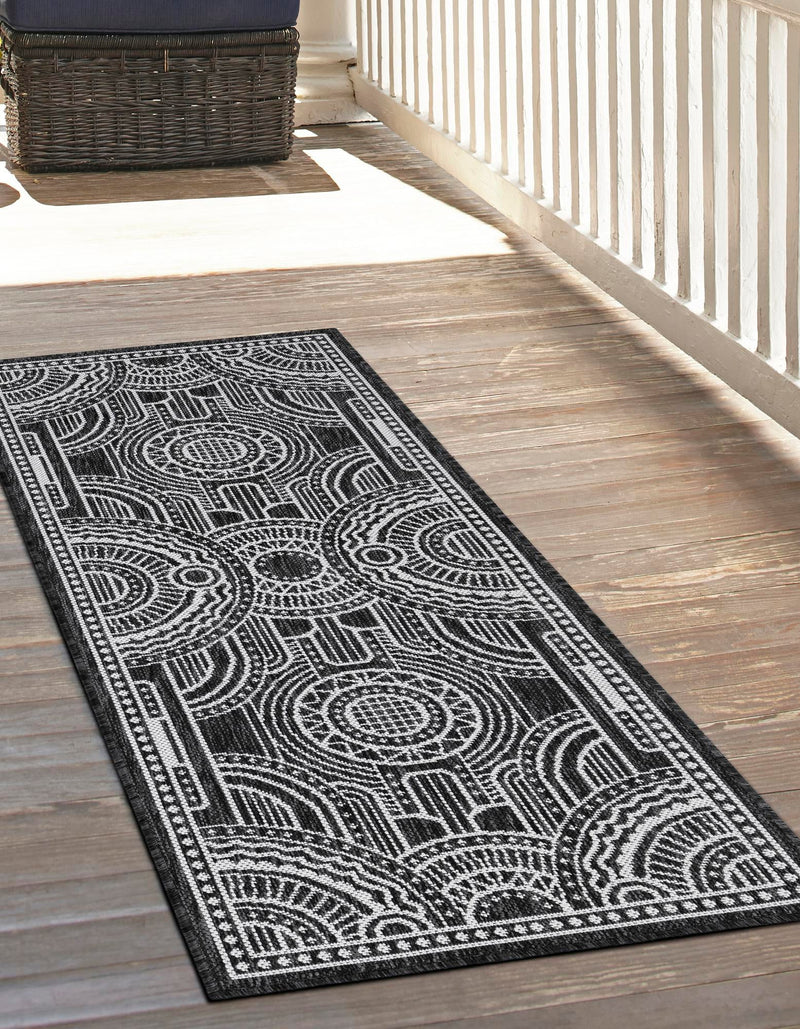 Patio Heritage Collection Area Rug -  Asheville Runner Black and White  lifestyle 59