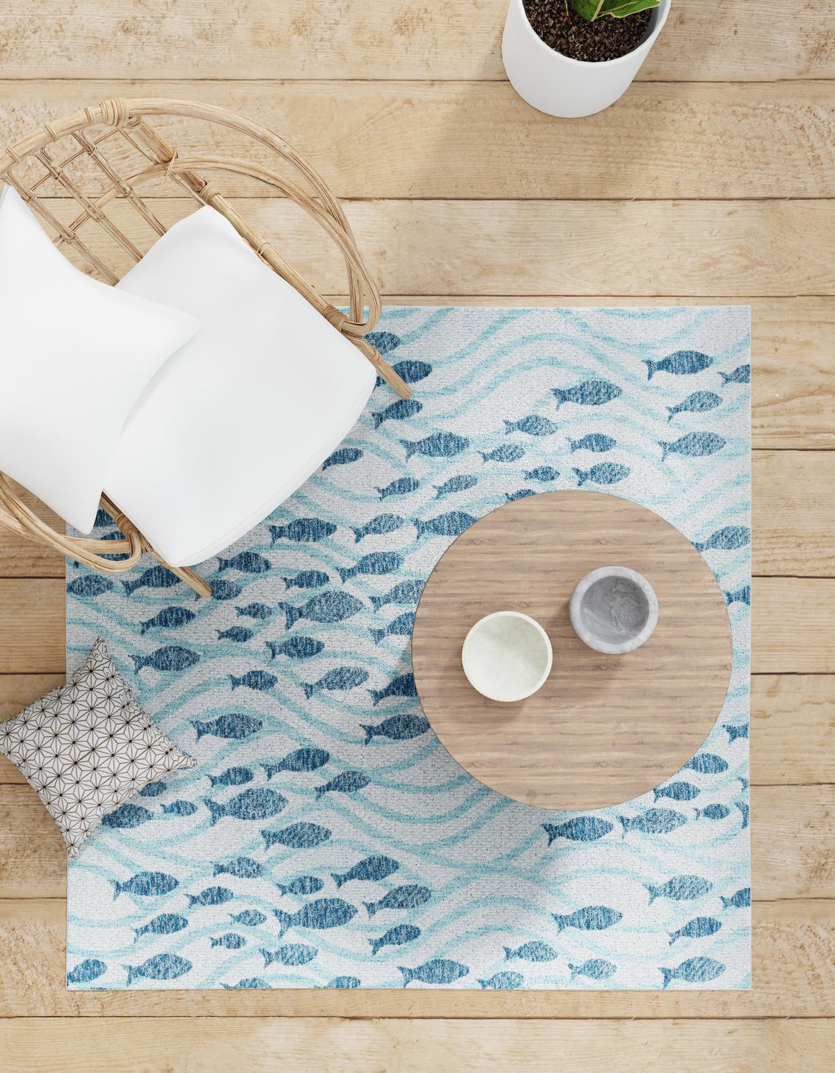 Seaside Haven Rugs Collection Area Rug -  Harbor Square Blue  lifestyle 21