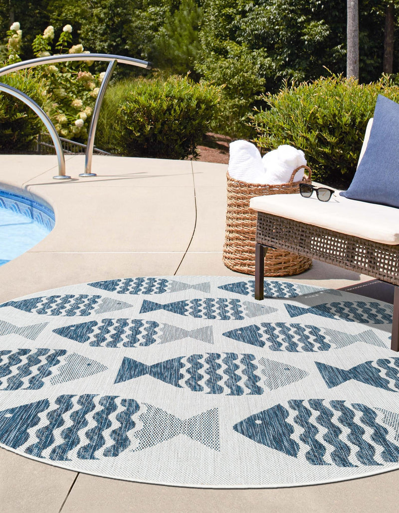 Seaside Haven Rugs Collection Area Rug -  Admiral Round Navy Blue  lifestyle 2