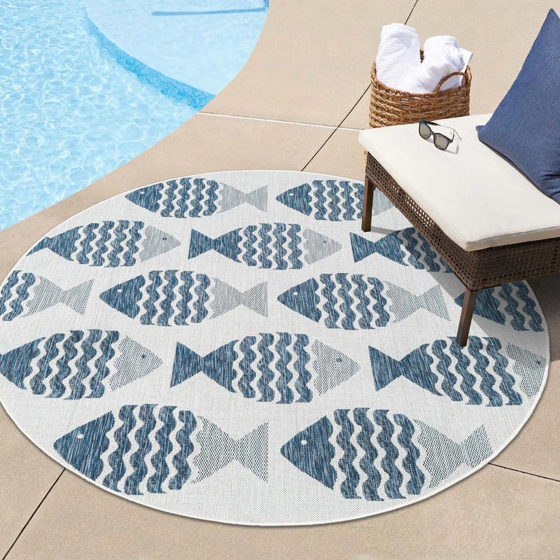 Seaside Haven Rugs Collection Area Rug -  Admiral Round Navy Blue  lifestyle 15