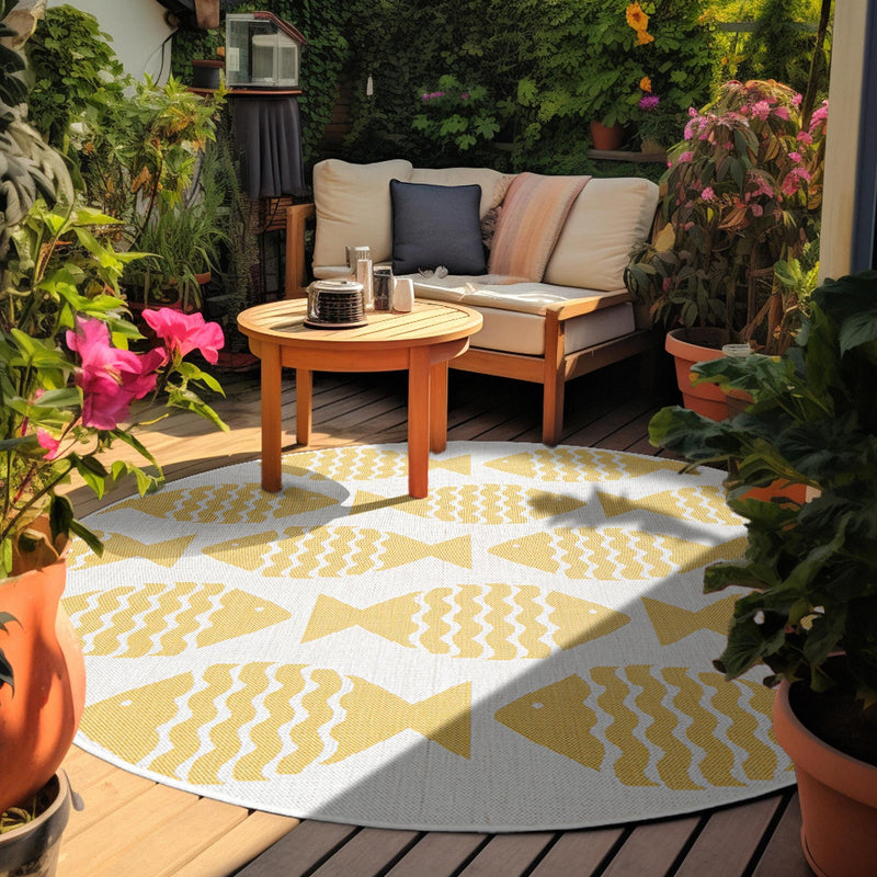 Seaside Haven Rugs Collection Area Rug -  Admiral Round Yellow  lifestyle 18
