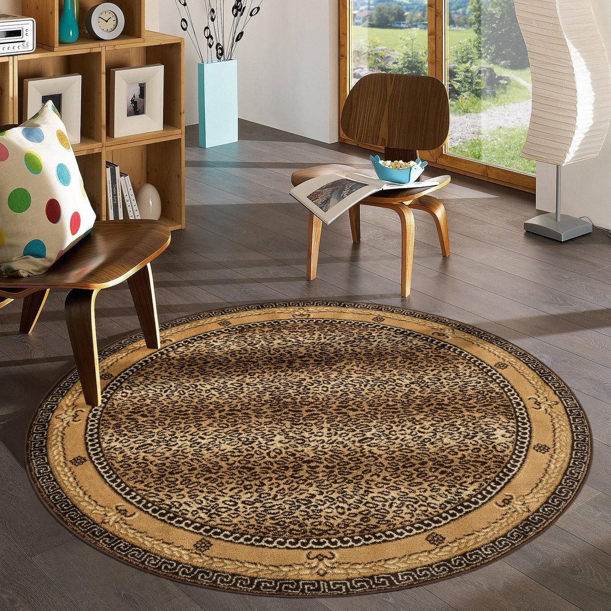 Savannah Sojourn Collection Area Rug -  Limpopo Round Brown  lifestyle 56