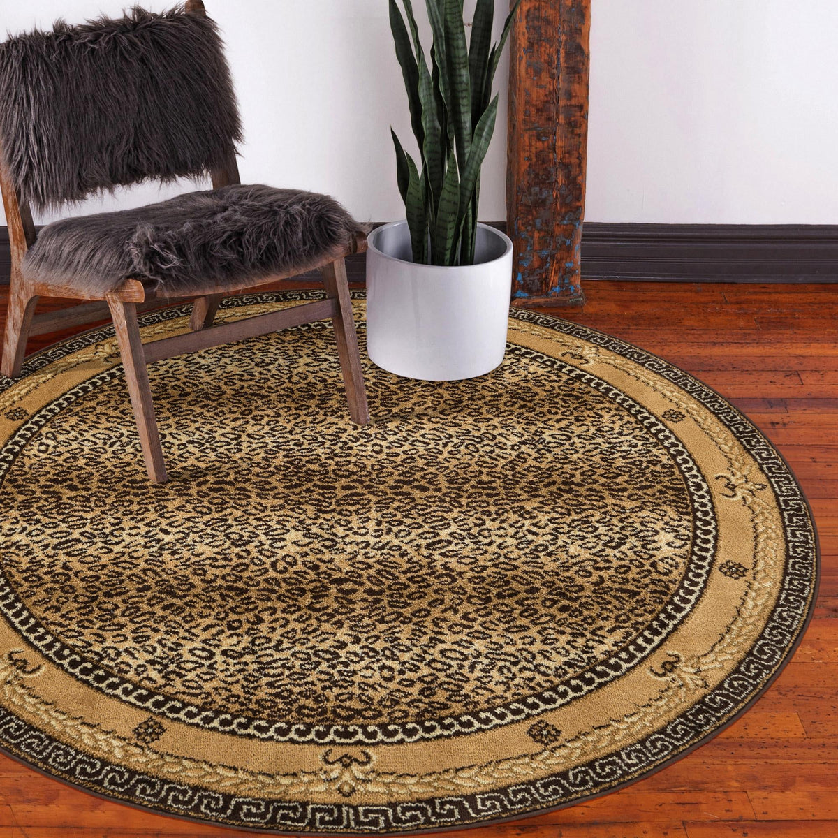 Savannah Sojourn Collection Area Rug -  Limpopo Round Brown  lifestyle 59