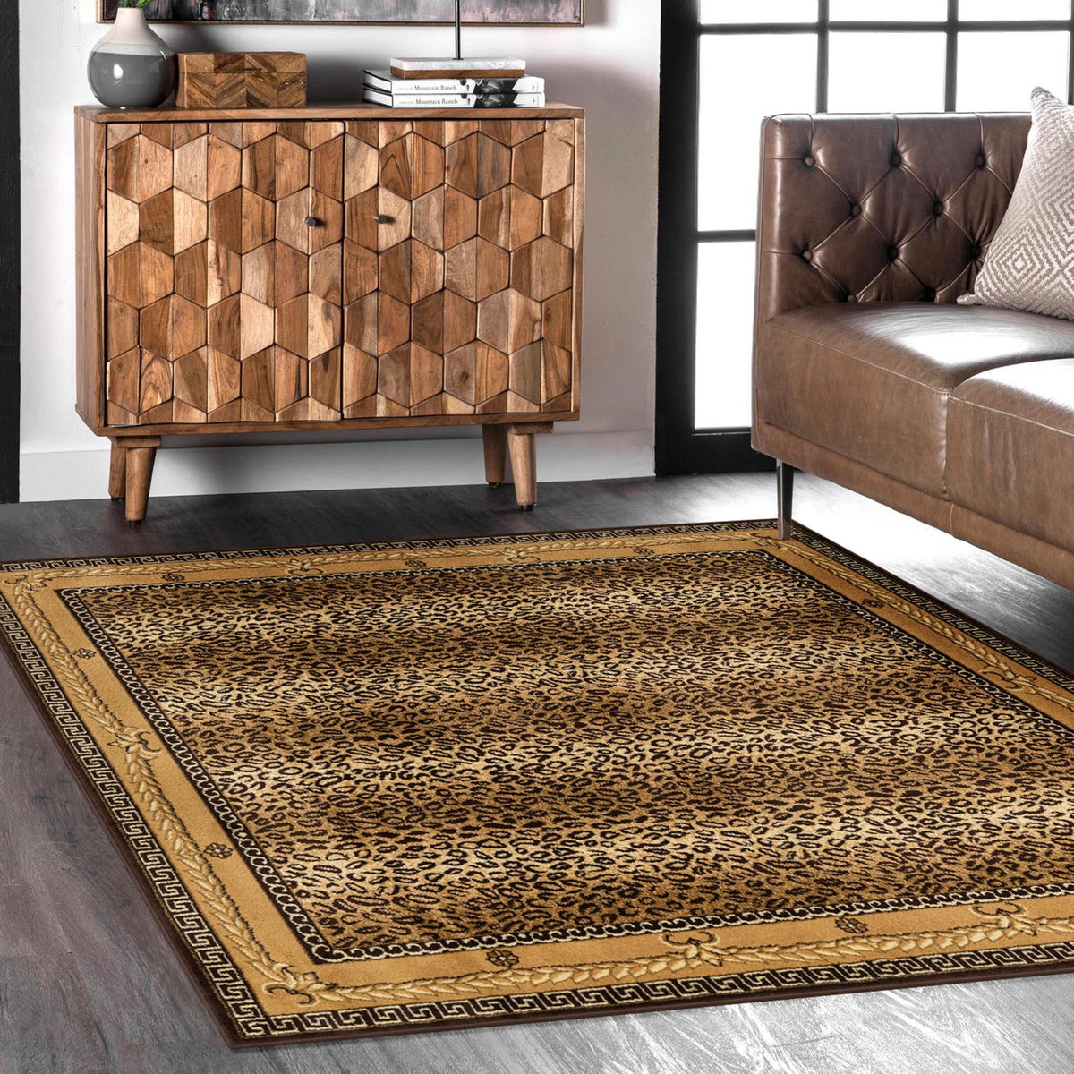 Savannah Sojourn Collection Area Rug -  Limpopo Square Brown  lifestyle 58